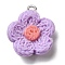 Opaque Resin Pendants, Flower Charms with Platinum Plated Iron Loops, Lilac, 20x18x6mm, Hole: 2mm