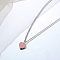 Pink Heart Stainless Steel Pendant Necklaces for Women, Silver, 16.54 inch(42cm)