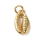 Rack Plating Brass Pendants, with Jump Rings, Cadmium Free & Lead Free, Long-Lasting Plated, Shell Shapes, Real 18K Gold Plated, 14.5x8.5x3.5mm, Hole: 3mm