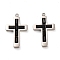 304 Stainless Steel Pendants, with Glass, Corss Charms, Stainless Steel Color, 24.5x15.5x3mm, Hole: 1.4mm