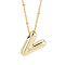 1pc Brass Chain with Alloy Letter Pendants Necklaces, Lead Free & Nickel Free & Cadmium Free, Golden, Letter V, 17.99~18.23 inch(45.7~46.3cm), pendants: 20~22.5x13~23mm