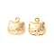 Brass Pendants, Cat Shape Charms, Real 18K Gold Plated, 11x10x5mm, Hole: 0.9mm