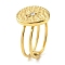 Ion Plating(IP) 304 Stainless Steel Open Cuff Ring for Women, with Rhinestone, Flat Round, Real 18K Gold Plated, US Size 6(16.5mm)