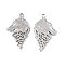 Non-Tarnish 304 Stainless Steel Pendants, Wolf Head Charm, Stainless Steel Color, 38x22x2mm, Hole: 2.5mm