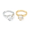 Dual-use Items, Brass Micro Pave Clear Cubic Zirconia Finger Rings or Charms, Solitaire Ring, Flower, Mixed Color, 15x12x6mm, Inner Diameter: 9.5mm