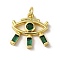 Brass Pendants, Cadmium Free & Lead Free, with Clear Cubic Zirconia, Eye, Real 18K Gold Plated, 16.5x17x3mm