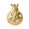 304 Stainless Steel Pendants, with Rhinestone, Ion Plating(IP), Ladybug, Golden, Clear, 30.5x21.5x5mm, Hole: 1.5mm