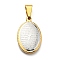Non-Tarnish Vacuum Plating 304 Stainless Steel Pendants, Oval Charms with Cross, Religion, Stainless Steel Color, 21x13x3.5mm, Hole: 7x4mm