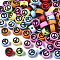 Opaque Acrylic Beads, with Enamel, Flat Round with Peace Sign, Mixed Color, 7x4mm, Hole: 1.6mm, about 3650pcs/500g