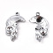 Non-Tarnish 201 Stainless Steel Pendants, Skull, Stainless Steel Color, 30x17x4mm, Hole: 1.6mm