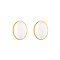 Natural Shell Oval Stud Earrings, 304 Stainless Steel Earrings, Golden, 12x10mm
