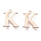 PVD Vacuum Plating  304 Stainless Steel Charms, Laser Cut, Alphabet, Rose Gold, Letter.K, 12x10x0.8mm, Hole: 1mm
