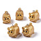 Resin Pendants, with Platinum Tone Iron Loop, Pig, Dark Goldenrod, 27x30.5x21.5mm, Hole: 2.2mm