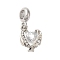 Rack Plating Alloy Crystal Rhinestone European Dangle Charms, Large Hole Wing Heart Pendants, Cadmium Free & Nickel Free & Lead Free, Platinum, 27mm, Hole: 5mm