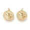 Brass Micro Pave Clear Cubic Zirconia Pendants, Long-Lasting Plated, Flat Round with Palm, Golden, 20x18x3mm, Jump Ring: 4.5x0.7mm, 2.7mm Inner Diameter