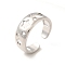 Rack Plating Brass Hollow Star Cuff Rings for Women, Wide Band Ring, Long-Lasting Plated, Cadmium Free & Lead Free, Platinum, US Size 7 1/4, Inner Diameter: 17.5mm, 4.5~8mm