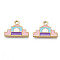 Alloy Enamel Pendants, Cadmium Free & Lead Free, Light Gold, Castle, Pink, 12x17.5x2mm, Hole: 1.6mm