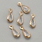 Brass with Clear Cubic Zirconia Charms, Teardrop, Light Gold, 9.5x4.5x2mm, Hole: 0.9mm