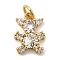 Brass Micro Pave Cubic Zirconia Pendants, Bear Charms, Lead Free & Cadmium Free, Long-Lasting Plated, with Jump Ring, Real 18K Gold Plated, 13x9.5x4mm, Hole: 3.5mm