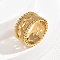 Brass Pave Cubic Zirconia Finger Rings for Women, Hollow Geometric, Golden, 11mm,US Size 7(17.3mm)