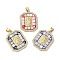 Brass Micro Pave Cubic Zirconia Pendants, with Enamel & Shell, Long-Lasting Plated, Lead Free & Cadmium Free, Real 18K Gold Plated, Rectangle with Virgin Mary, Mixed Color, 23.5x18x3mm, Hole: 5x3.5mm