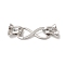 Brass Micro Pave Clear Cubic Zirconia Fold Over Clasps, Cadmium Free & Nickel Free & Lead Free, Long-lasting Plated, Real Platinum Plated, 52mm, Hole: 5.5mm