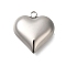 Anti-Tarnish 304 Stainless Steel Pendants, Heart Charm, Stainless Steel Color, 19x18x7.5mm, Hole: 2mm