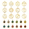 24Pcs 12 Colors 303 Stainless Steel Rhinestone Charms, with 304 Stainless Steel Pendants, Birthstone Charms, Flat Round with Ring, Mixed Color, 8.5x6x3mm, Hole: 1.5mm, 12Pcs, 18x16x1.5mm, Hole: 1.6mm, 12Pcs