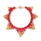 Handmade Glass Seeds Sun Big Pendants, with Brass Ring, Red, 50.5x58x2mm, Hole: 3.5mm