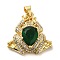 Rack Plating Brass Micro Pave Green Cubic Zirconia Pendants, with Glass, Long-Lasting Plated, Cadmium Free & Lead Free, Forg, Real 18K Gold Plated, 23x22.5x8.5mm, Hole: 4x3mm