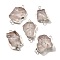 Raw Rough Natural Dyed Quartz Crystal Links Connector Charms, with Brass Findings, Nuggets, Silver Color Plated, White, 30.5~37.5x15~25x7.5~13mm, Hole: 2.5mm