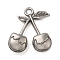 304 Stainless Steel Pendants, Cherry Charm, Stainless Steel Color, 19x16x5mm, Hole: 1.8mm