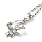 Brass Micro Pave Cubic Zirconia Moon Pendant Necklaces, Platinum, 16.46 inch(41.8cm)