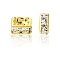 Preciosa® MAXIMA Crystal Multi-Stones Settings, Spacer Beads, Czech Crystal, 711 39 208 Square Rondelle with Chatons MAXIMA, 00030 Crystal, Golden, 8x8mm
