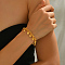 Exquisite Brass Heart Charm Bracelets, Rolo Chain Double-strand Bracelets for Women, Golden, Inner Diameter: 7-7/8 inch(20cm)