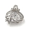 Rack Plating Brass Micro Pave Cubic Zirconia Charms, Cadmium Free & Nickel Free & Lead Free, Long-Lasting Plated, Scallop with Star, Platinum, 12.5x12x5.5mm, Hole: 1.4mm