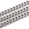 Tarnish Resistant 304 Stainless Steel Cuban Link Chain, Unwelded, with Spool, Stainless Steel Color, 7.5x6x3mm, 16.4 Feet(5m)/roll