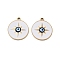 Ion Plating(IP) 316 Surgical Stainless Steel Pendants, Nickel Free, with Enamel, Real 18K Gold Plated, Flat Round Charm, Sun, 20x18x2mm, Hole: 1.6mm
