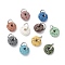 Natural Lava Rock Dyed Disc Charms, with 304 Stainless Steel Open Jump Rings, Stainless Steel Color, 8x3.2mm, Hole: 5x2mm