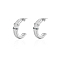 304 Stainless Steel Rhinestone Arch Stud Earrings, Half Hoop Earrings, Stainless Steel Color, 18x6mm
