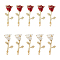 20Pcs 2 Colors Alloy Enamel Pendants, with 304 Stainless Steel Jump Rings, Rose, Mixed Color, 26.5x13.5x8.5mm, Hole: 4.5mm, 10pcs/color