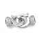 Brass Micro Pave Clear Cubic Zirconia Fold Oval Clasps, Cadmium Free & Nickel Free & Lead Free, Platinum, 21mm