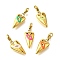 304 Stainless Steel Enamel Pendant Decorations, with Lobster Claw Clasp, Ion Plating(IP), Real 14K Gold Plated, Heart with Eye Charm, Mixed Color, 30mm