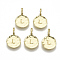 Alloy Pendants, Cadmium Free & Nickel Free & Lead Free, Flat Round with Letter, Real 18K Gold Plated, Letter.L, 17x11.5x1.5mm, Hole: 2.5mm