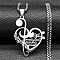 201 Stainless Steel Musical Note Heart Quote Pendant Necklaces, Stainless Steel Color, 23.62 inch(60cm)