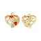 Real 18K Gold Plated Brass Micro Pave Clear Cubic Zirconia Pendants, Cadmium Free & Nickel Free & Lead Free, with Jump Ring & Enamel, Hollow Asymetrical Heart Charms, Red, 20x20x5mm, Hole: 3.5mm