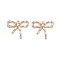 Brass Micro Pave Cubic Zirconia Pendants, Nickel Free, Bowknot Charms, Real 18K Gold Plated, Clear, 19x20x3mm, Hole: 1.4mm