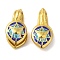 Rack Plating Brass Enamel Buddhist Pendants, Buddha Jewelry Findings Counter, Real 18K Gold Plated, Deep Sky Blue, 23.5x12x7mm, Hole: 3mm