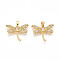 Brass Micro Pave Cubic Zirconia Pendants, Cadmium Free & Lead Free, Dragonfly Charms, Real 18K Gold Plated, 17x22x3mm, Hole: 5x2.5mm