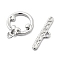 Brass Toggle Clasps, Cadmium Free & Nickel Free & Lead Free, Ring, Platinum, Ring: 18x13.5x1.5mm, Hole: 1.6mm; Bar: 21x5x1.5mm, Hole: 1.6mm